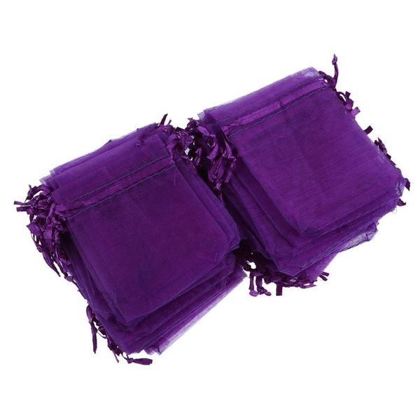 

gift wrap 100 dark purple organza wedding favour candy bags jewellery pouches 7cm x 9cm