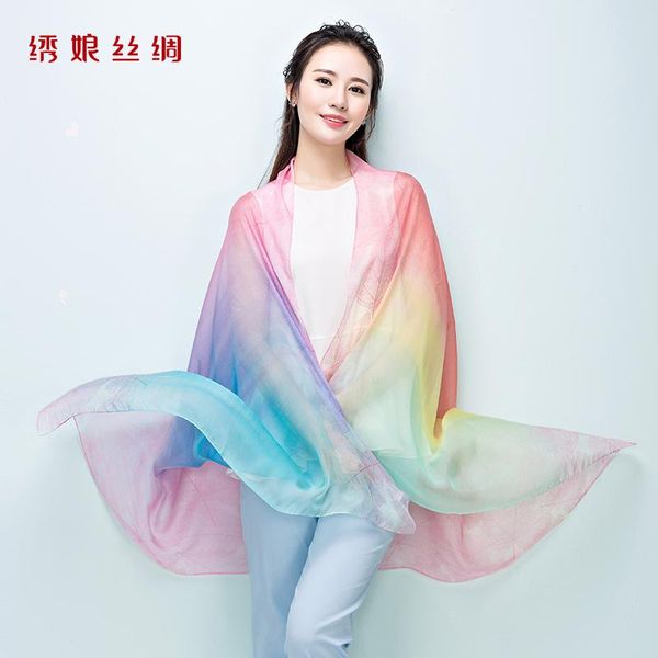 

scarves xiuniang silk summer time scarf spring and autumn long women beach towel multifunctional large shawl, Blue;gray