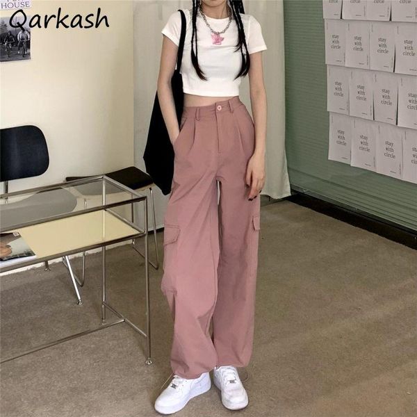 

women's pants & capris cargo women loose pockets cool harajuku fashion college streetwear hip hop classic leisure summer trousers uni, Black;white