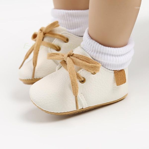 

first walkers borns lace up socks shoes with soft rubber bottom infant girl boy white leather moccassins no-skip footwears for baby1