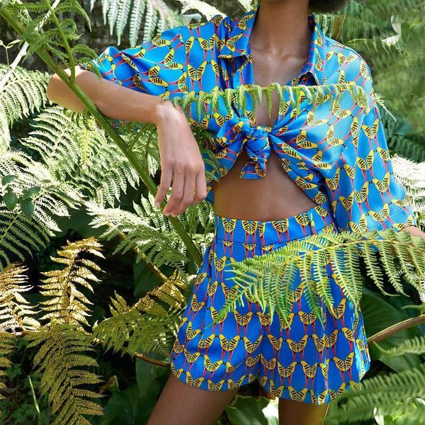 

za 2021 flowy print women shirt short sleeves lapel collar blouse back pleat detail front button chic pattern short top, White