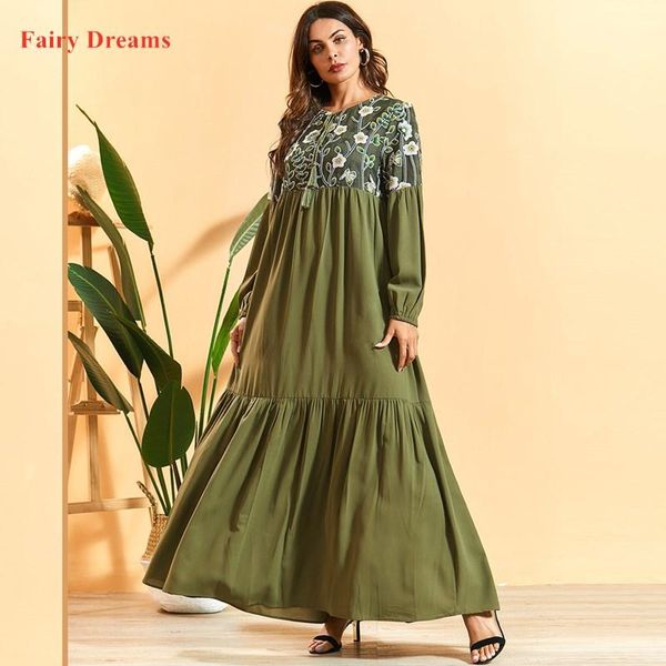 

ethnic clothing women dubai abaya femme pakistan turkish turkey embroidery islamic green long sleeve muslim maxi dress kaftan robe, Red