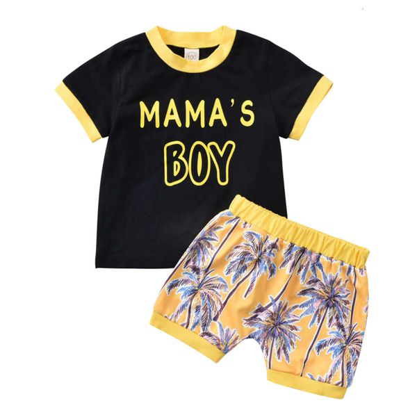 

children's mama ins ` s boy printed + shorts two piece set, White
