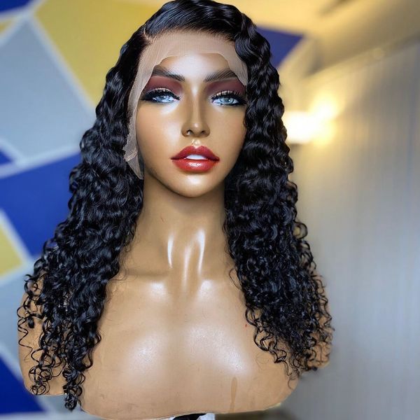 

hd transparent deep wave curly 360 full lace wig laces front human hair 13x4 frontal wigs malaysian 150 density diva1, Black;brown