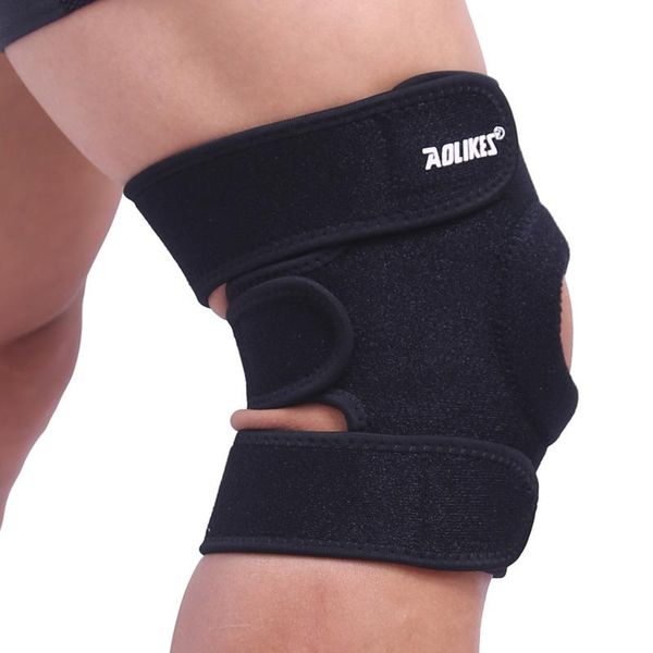 

1 pc elastic support comfortable brace knee pad adjustable patella safety guard strap for basketball, Black;gray