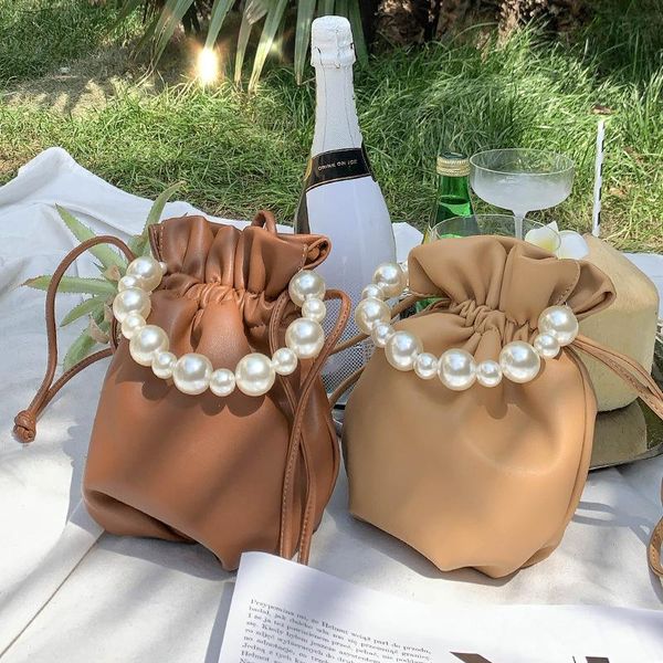

totes casual women pearls chain mini ladies handbag fashion purses for girls bucket bag pearl clutch evening shoulder crossbody