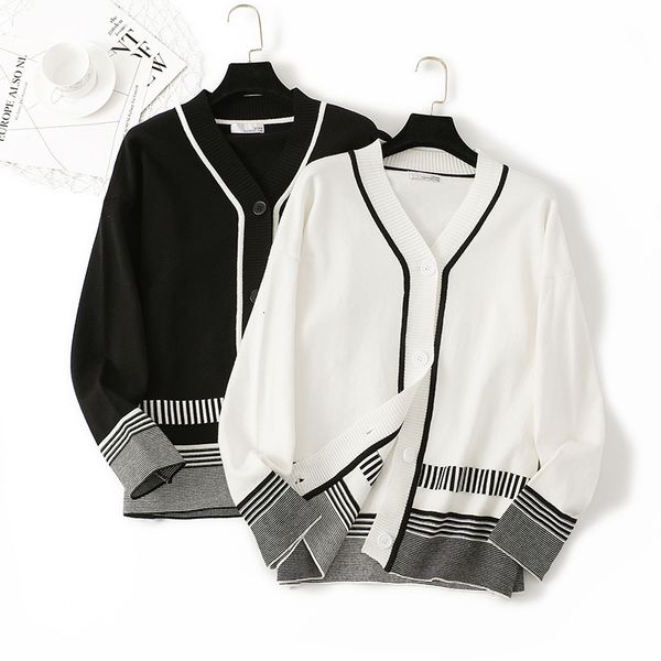 

women's sweaters loose sweater, woman's knitted or crocheted, cardigan for spring, autumn, urno, White;black