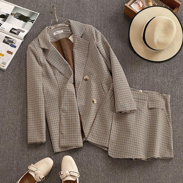 

women's two piece pants 2021 female autumn korean temperament british style sub-suit + irregular shorts two-piece suit 0915, White