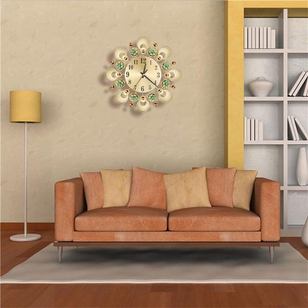 

wall clocks 2021 arrivals wrought iron diamond fashion clock bedroom silent metal decor 6.11
