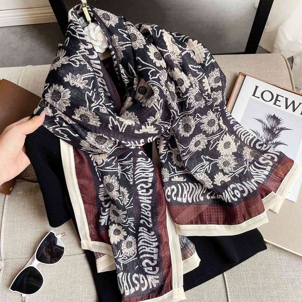 

design autumn and new fashion cotton linen hand scarf women's thin office warm travel sunscreen beach towel, Black;purple