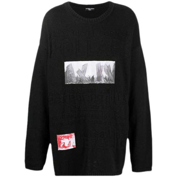 

men's sweaters high street 2021rafsiomonsarchive limited remade redux21ss patch knit loose324, White;black