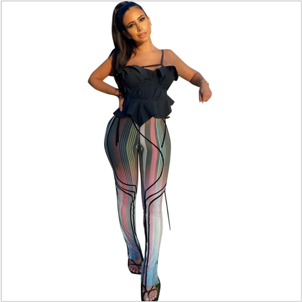 

women's pants & capris young party lady fashion high pockets skinny tight club trouser, Black;white