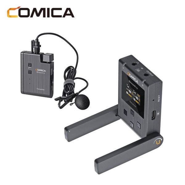 

comica boomx-u u1 uhf wireless lavalier microphone system with transmitter receiver 48 channels tft display 120m transmssion