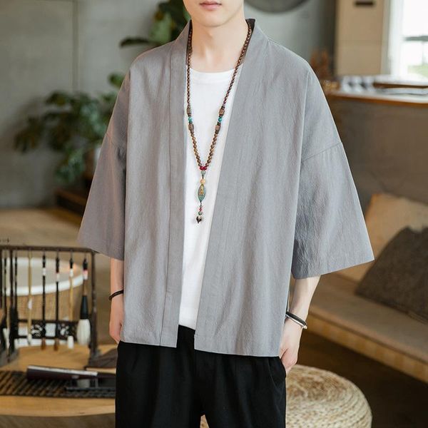 

ethnic clothing chinese style plus size cotton linen hanfu casual buckle tang suit spring autumn coat for men retro shirt, Red