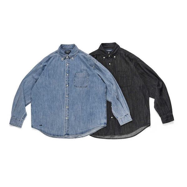 

men's casual shirts japan and south korea ins loose cowboy men's jacket shirt casual solid color youth coat men, White;black