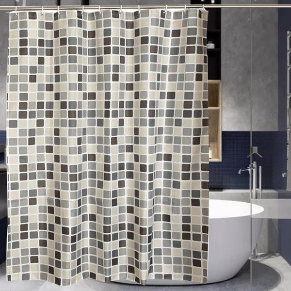 

shower curtains plaid curtain bathroom waterproof polyester for luxury bath with 12pcs hooks