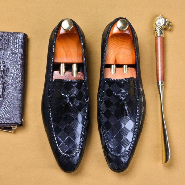 

dress shoes men fashion tassel formal pointed toe breathable groom wedding party da45, Black