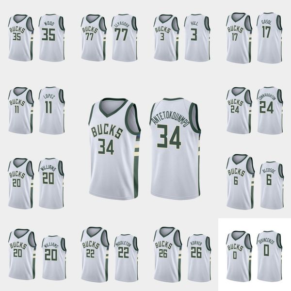 

milwaukee bucks men giannis antetokounmpo eric bledsoe khris middleton brook lopez nba white custom association jersey 01, Black;red