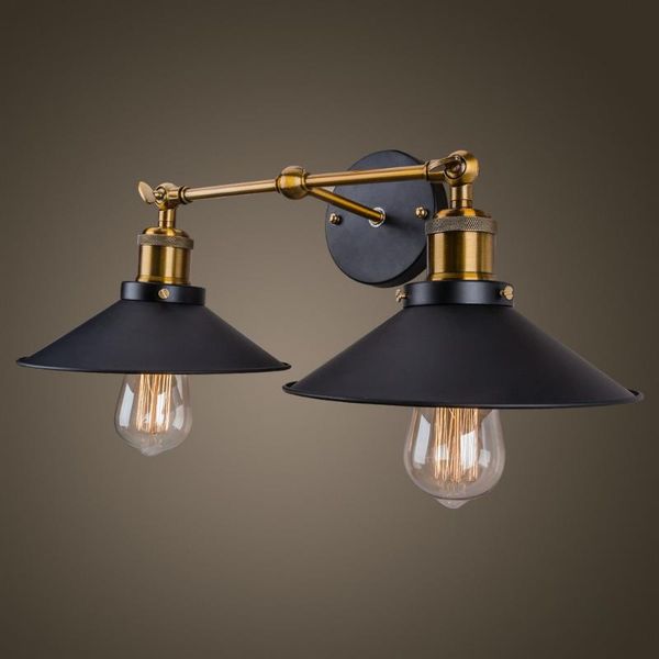 

wall lamp double head vintage loft led home industrial decor retro bathroom lighting lampshade e27 edison bedroom light