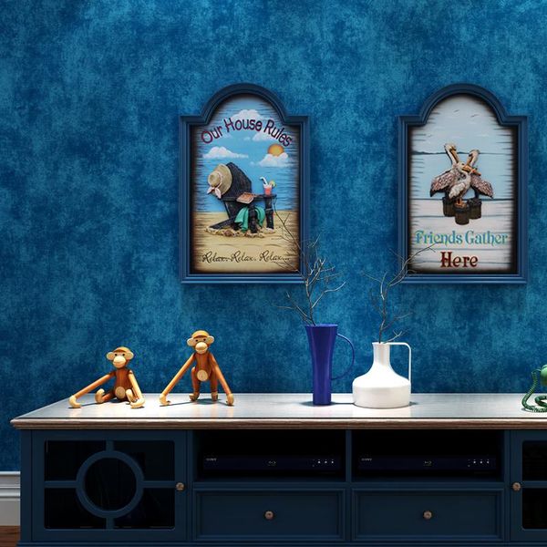 

wallpapers vintage mediterranean wallpaper for walls dark blue decal non-woven solid color wall paper living room bedroom