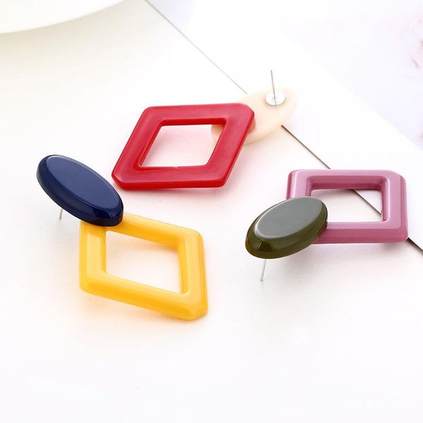 

stud korean acetic acid earrings geometric fashion women retro trendy for girl female jewelry, Golden;silver