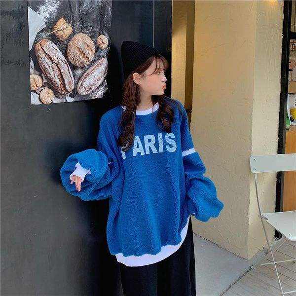 

women's hoodies & sweatshirts korean female kawaii casual vintage letter loose sweatshirt japanese harajuku ulzzang clothing for women, Black