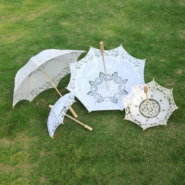 Outros acessórios vintage laço guarda-sol sol para decoração de casamento pogal branco bege sunshade191q