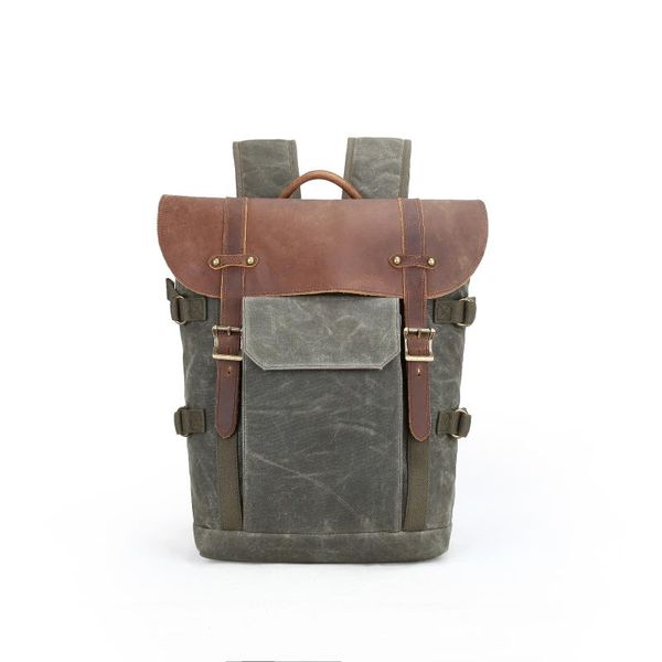 

backpack leisure hiking outdoor vintage waterproof canvas leather dslr camera bag