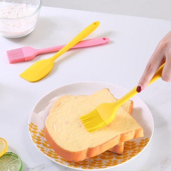 

tools & accessories 2pcs/set scraper oil brush set kitchen baking utensils cake cream spatula silicone cooking bbq tool