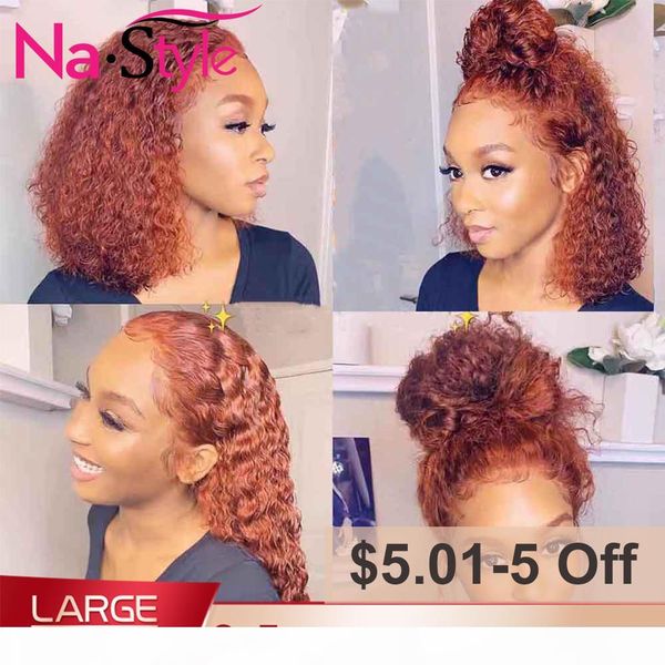 

ginger wig orange lace front human hair wig colored 360 lace frontal wig full lace human hair wigs deep curly 150% density, Black