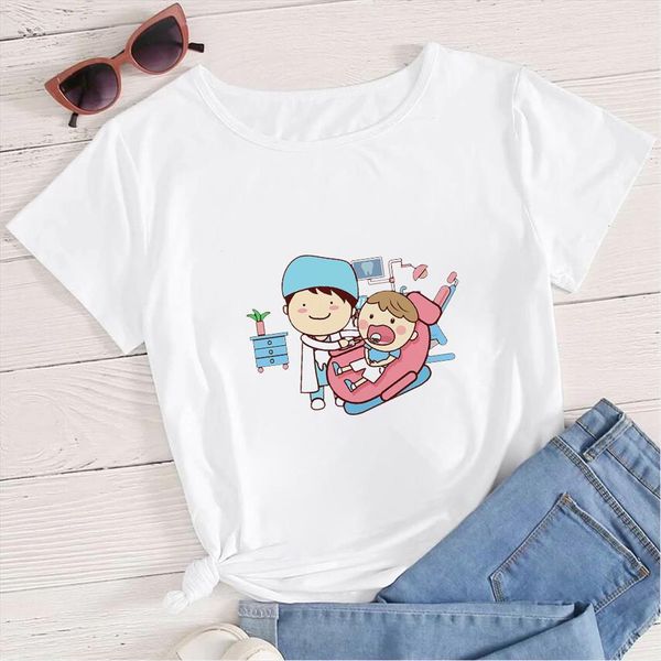 

creative aesthetic crewneck clothing women t shirts tooth brush and printed have a willie nice day oversize shirt vegan, White