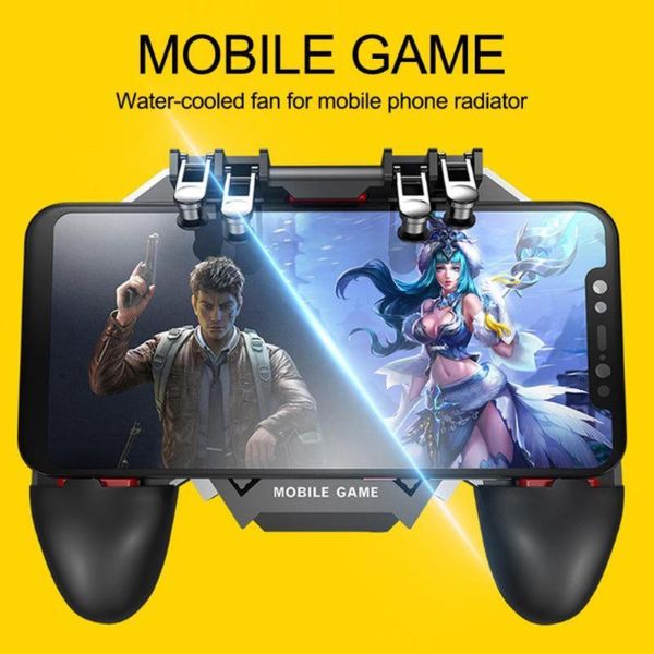 

game controllers & joysticks fashion ak66 six fingers fan gamepad control for pubg helper mobile phone gamepade radiator handle water-cooled
