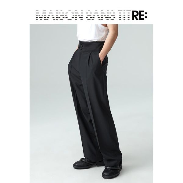 

men's pants 2021 clothing hair stylist catwalk original designer's three button high waist casual plus size costumes 27-46, Black