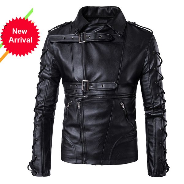 

New Quality Overcoat Men's Street Windbreaker Coat Plush Men Leather Locomotive Fur Clothing Pu Jacket Eurocode Size F1cl IIJT, Black