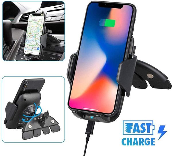 

xmxczkj qi wireless charger for iphone 11 pro max xs samsung s10 cd slot mount fast wirless charging car phone holder