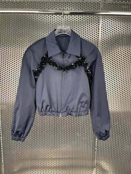 

women's jackets early autumn of 2021 the heavy hammer bead coat 0924, Black;brown