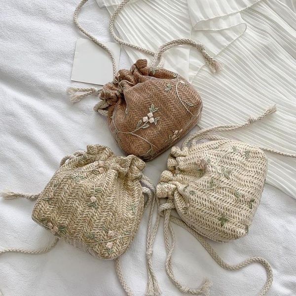 

dog car seat covers fashion small shoulder bags women beach straw woven flower embroidery ladies lace crossbody handbags for travel