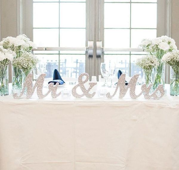 

silver mr and mrs sign wedding sweetheart table decorations mr and mrs letters decorative letters for wedding p props