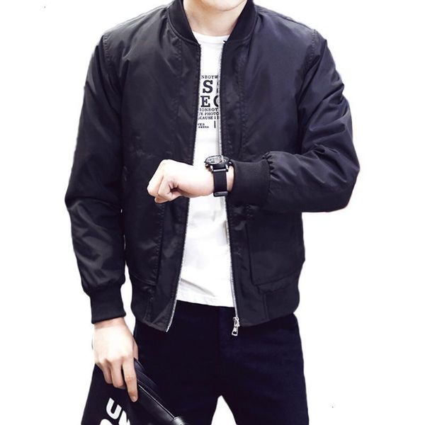 

2021 new men's fashion bomber jacket autumn solid color stand collar slim casual jacket coat brand pilot bomber men jackets, Black;brown