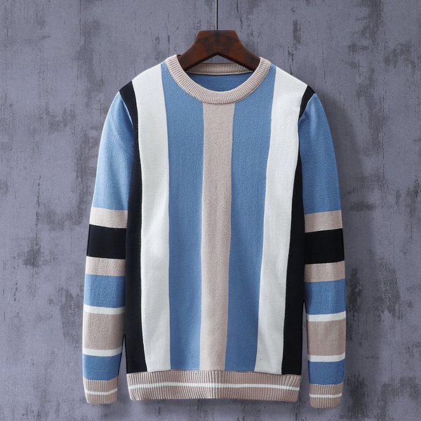 

2021 men's autumn ins fashion korean striped long sleeve sweater round neck student loose clothes man wear 1-62 t22u, Black
