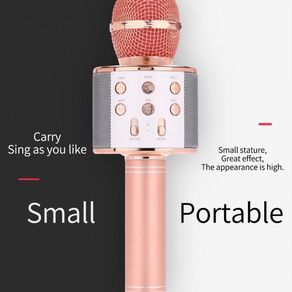 

microphones ws858 bluetooth-compatible karaoke wireless microphone speaker handheld condenser player singing recorder mic led