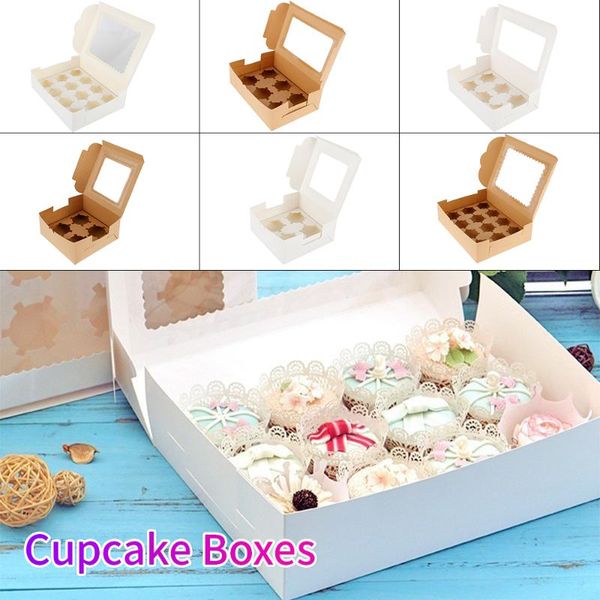 

gift wrap 15pcs clear windowed cupcake boxes with removable tray for 6/12 cups cake cookie party christmas food kitchen accessories