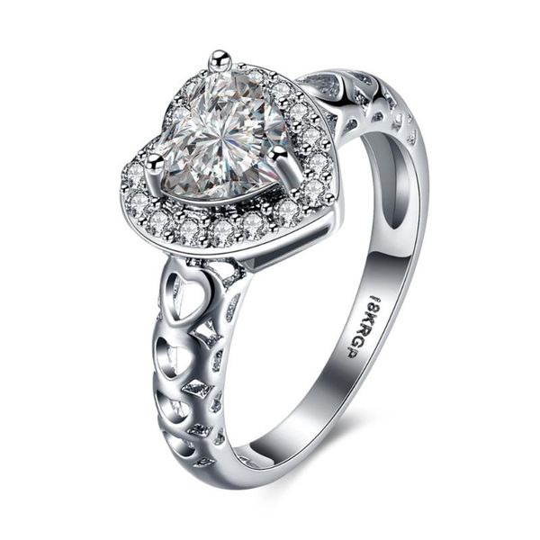 

wedding rings 2021 beautiful pretty fashion silver color for women heart shaped cubic zircon female jewelry wholesale, Slivery;golden