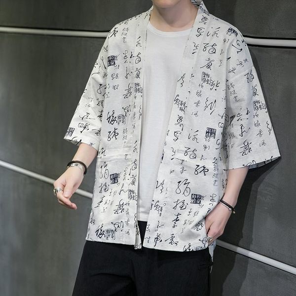 

ethnic clothing japanese kimono cardigan men haori yukata women font print samurai traditional asian clothes 31096, Red