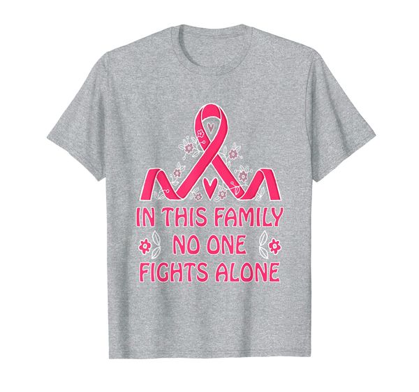 

no one fight alone in family breast cancer awareness hope t-shirt, White;black