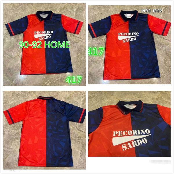 

cagliari calcio 1990 1992 retro soccer jerseys home joao pedro #10 simeone nainggolan godin 90 92 vintage football shirts, Black