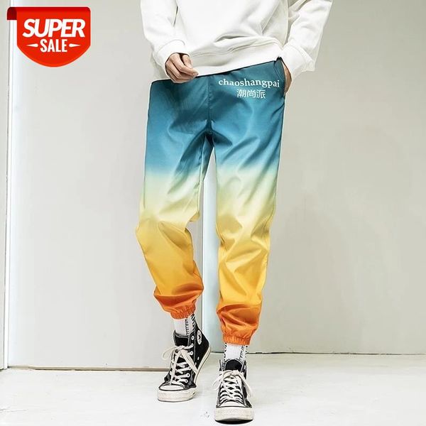 

cargo casual gradient color pants couples korean trendy hip hop sport pants women harem fashion contrast colorful bottom #jh8f, Black;white