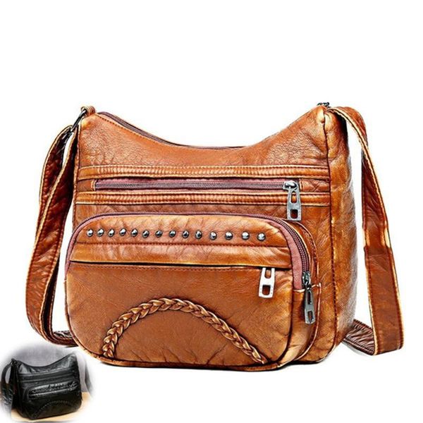 

evening bags luxury women's shoulder rivet design multi-layer purses fashion clutch ladies hobo bag