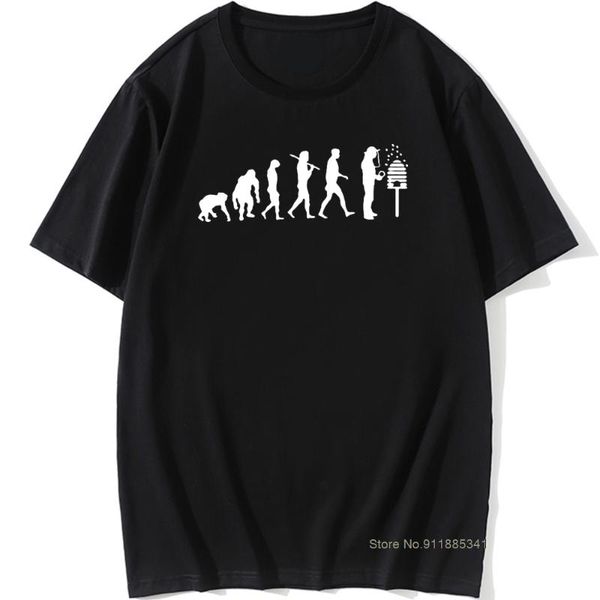 

men's t-shirts casual o-neck vintage streetwear standard edition t-shirt beekeeper evolution honey bees beekeeping t shirt, White;black