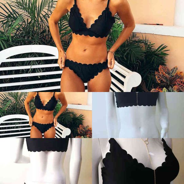 

new solid lace bikini slim split women's 2020 swimsuit2021, White;black